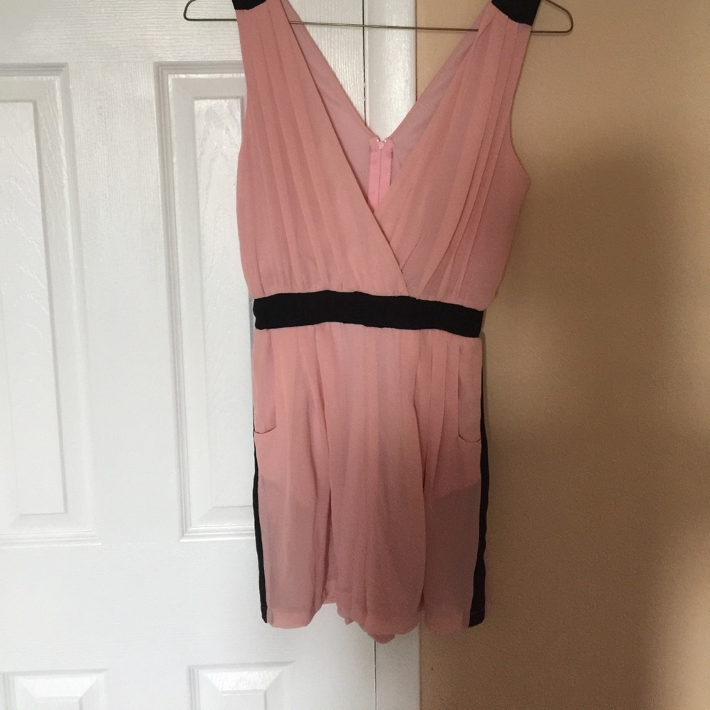 Pink & black romper