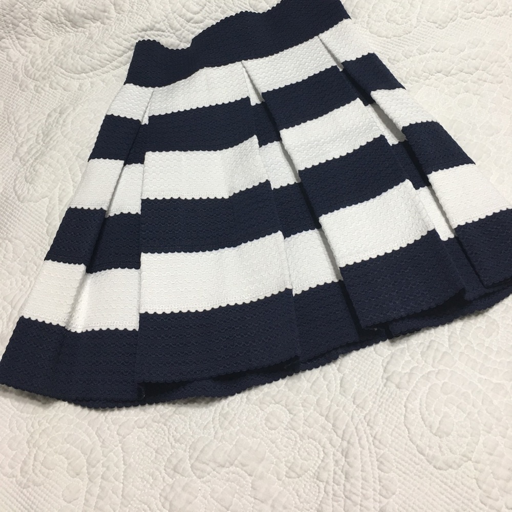 Navy and White pleated skirt