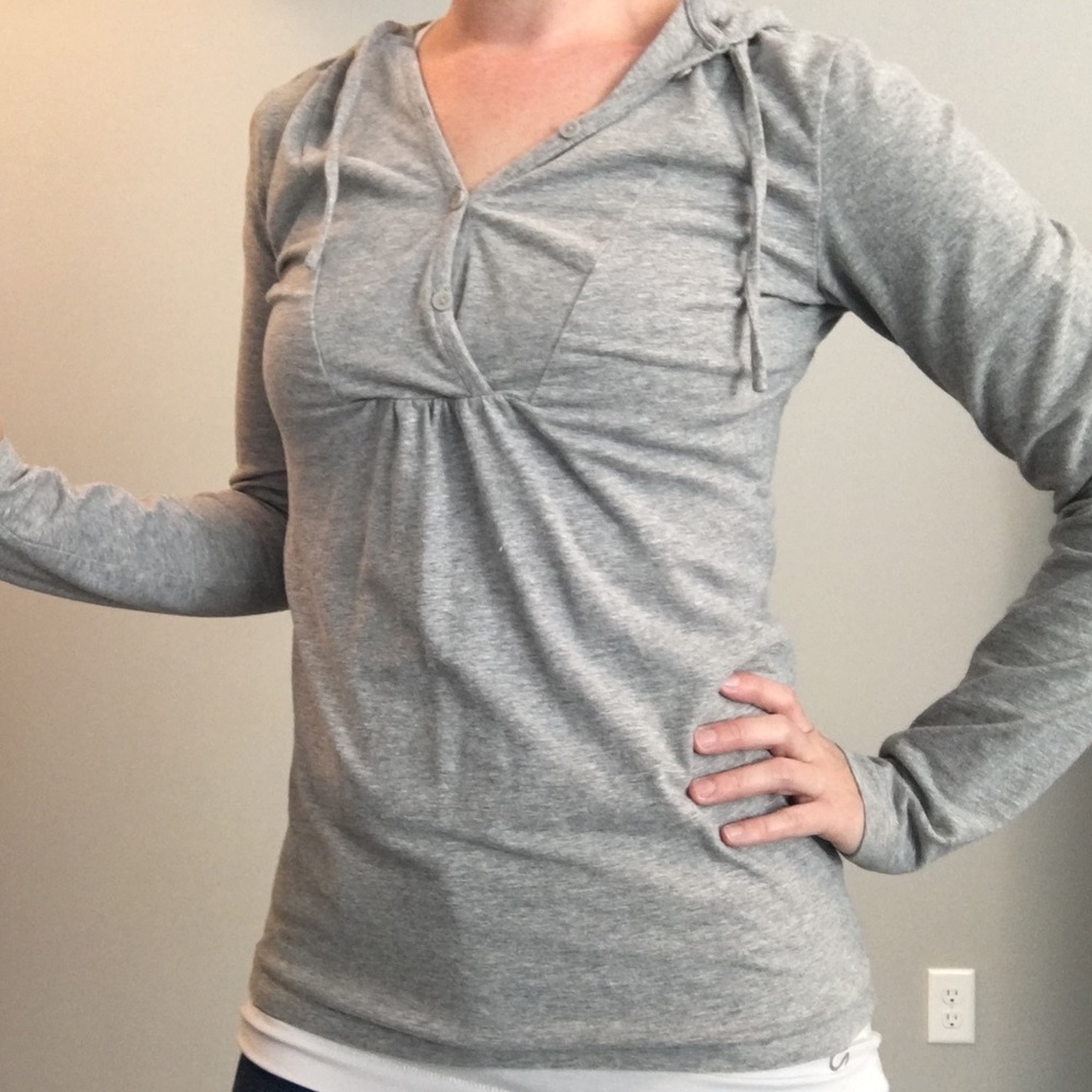 GAP grey hoodie with wrap neckline detail XS
