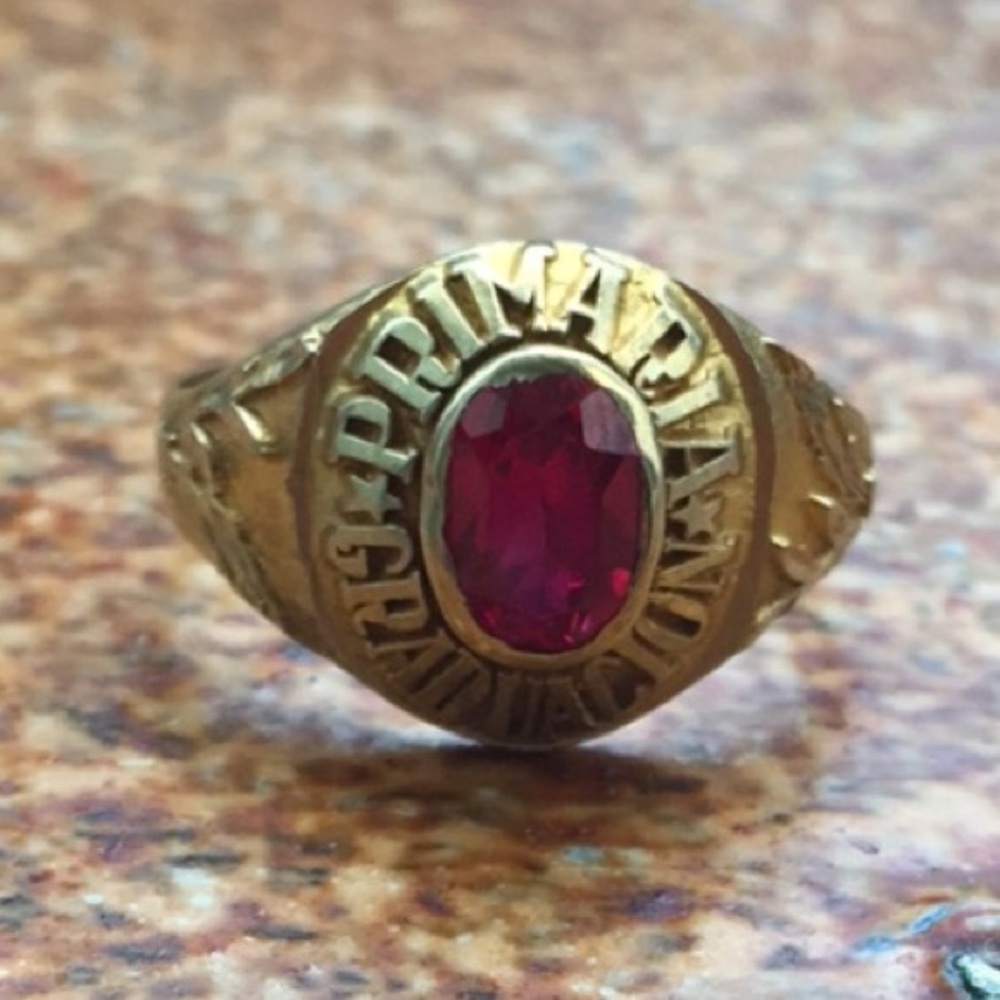 Gold graduation ring