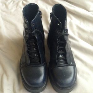 Vagabond Blue Black Platform Booties