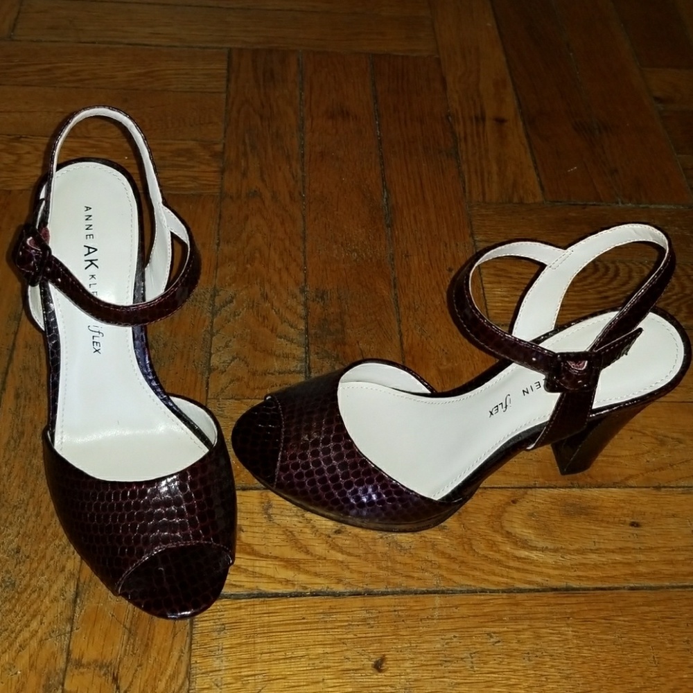 Anne Klein Peep Toe Snakeskin Shoes