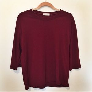 burgundy ribbed sweater top