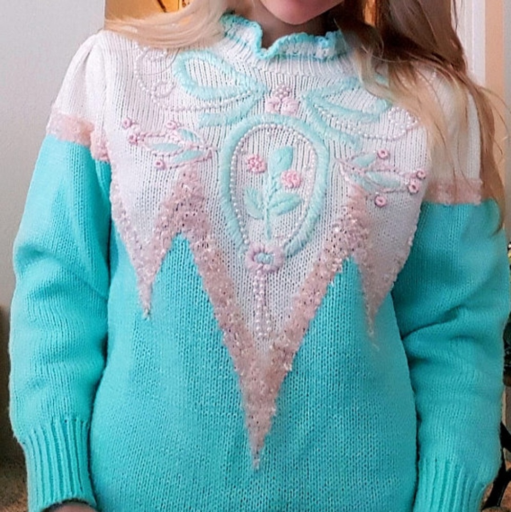 Adorable Vintage Pastel Kawaii Grandma Sweater