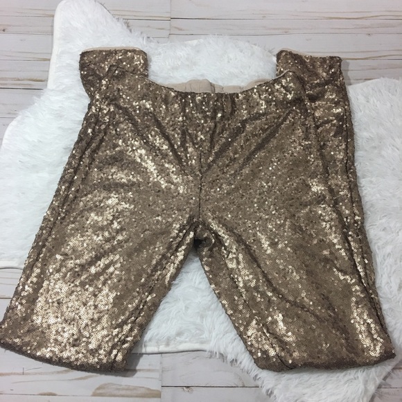 May & July Pants - NWT May & July Sequin Leggings in Gold