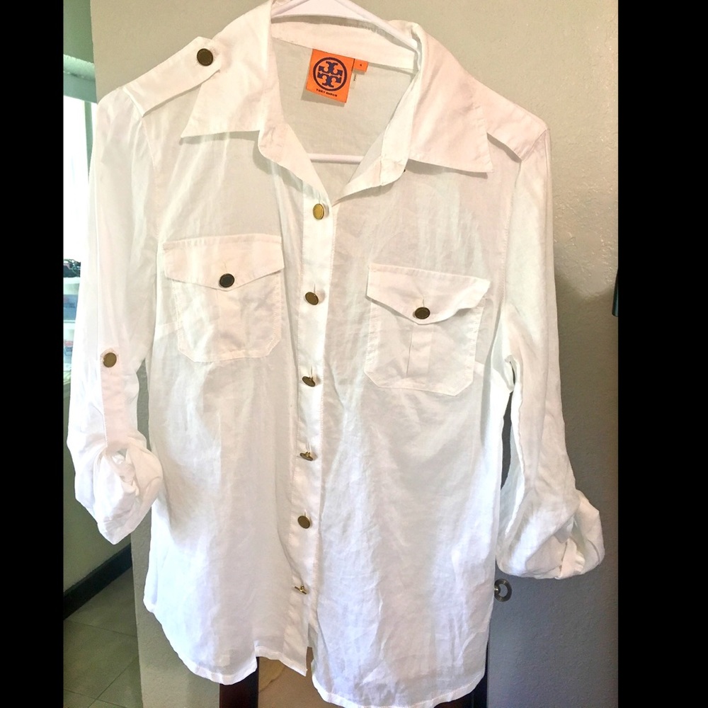 Tory Burch White Brigitte Button-up Blouse