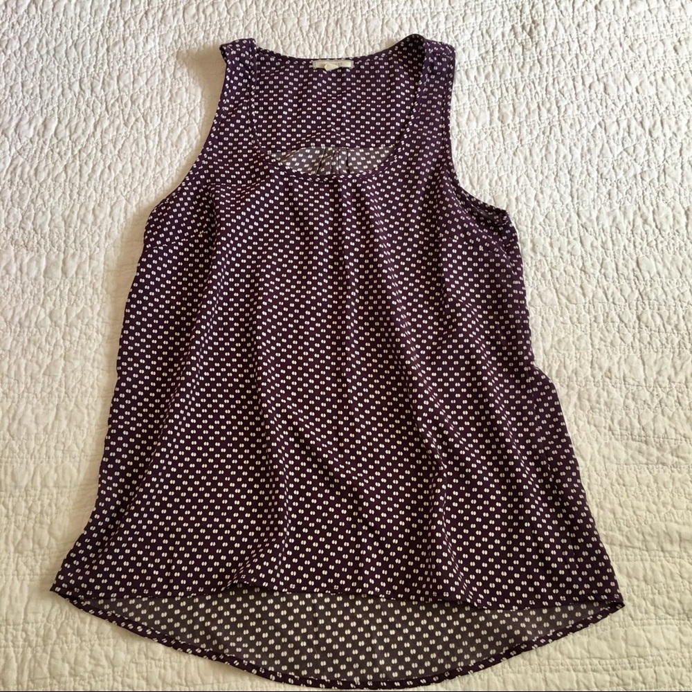 Pleione Blouse Size Small Purple and White Dot