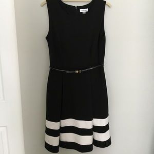 Calvin Klein black and white striped dress