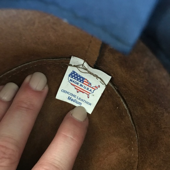 Pinched front western style boho leather hat main image 5