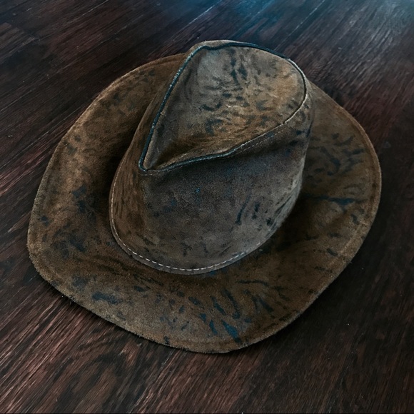 Pinched front western style boho leather hat main image 8