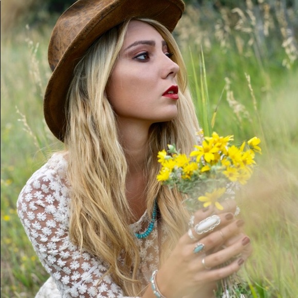 Pinched front western style boho leather hat main image 7