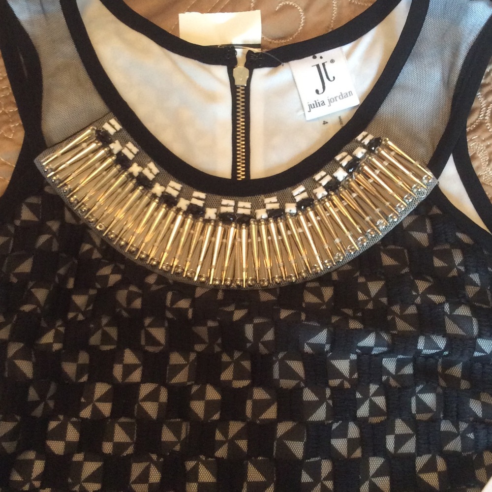 Jeweled neck  shift dress