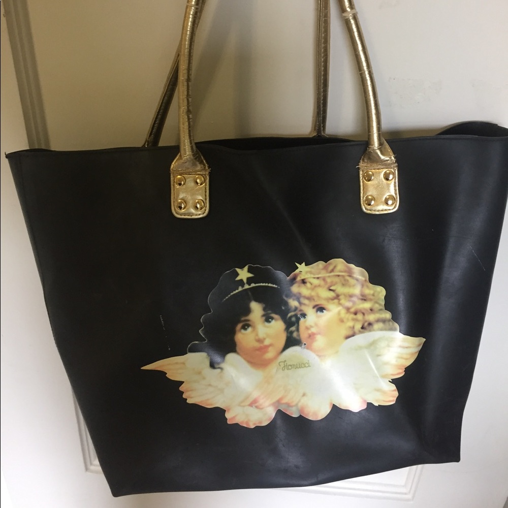 Fiorucci tote! Black and gold with angels