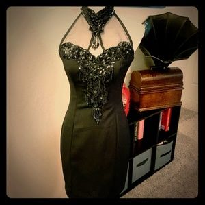 Vintage 80s Beaded Little Black Dress by LA Glo