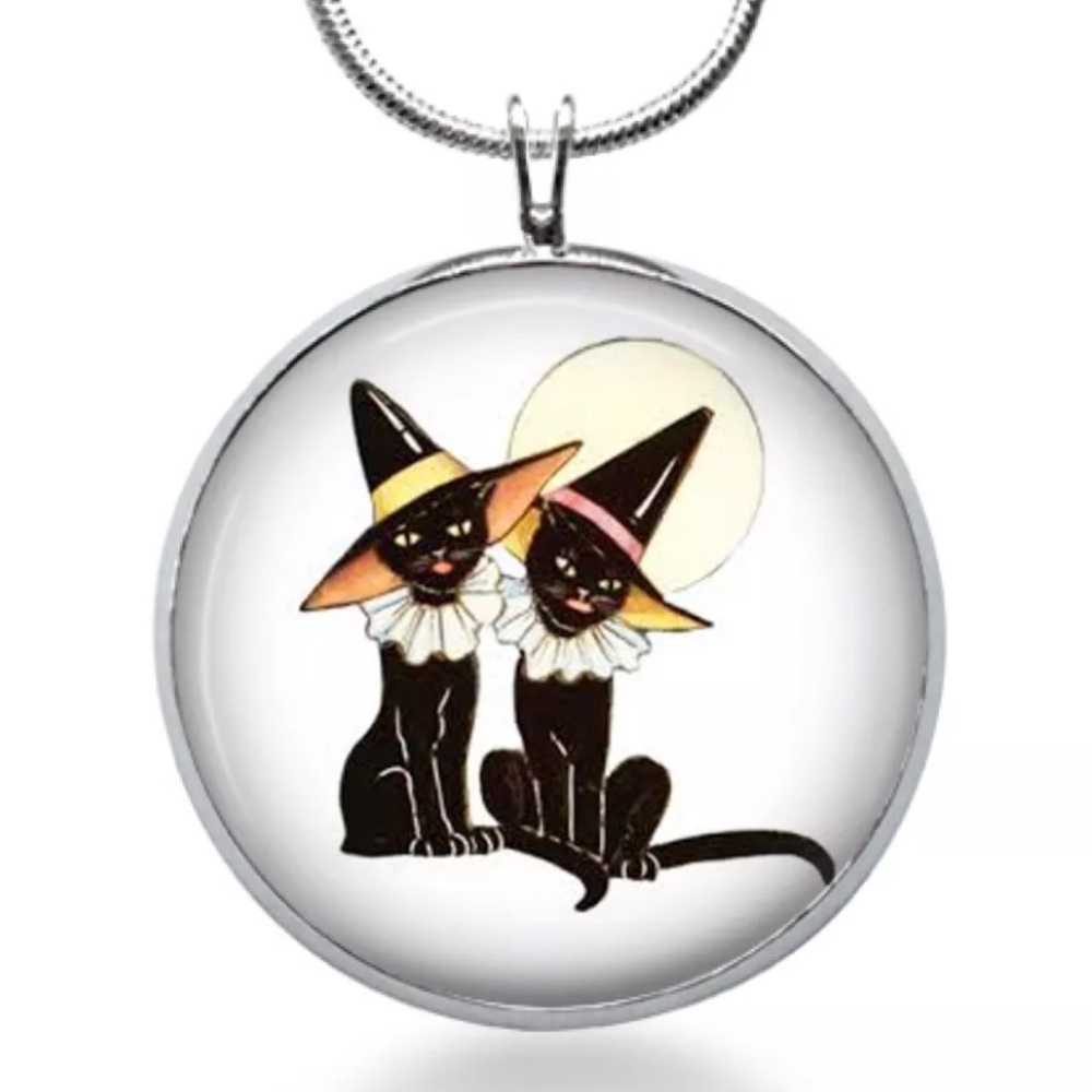 Black cats Halloween necklace