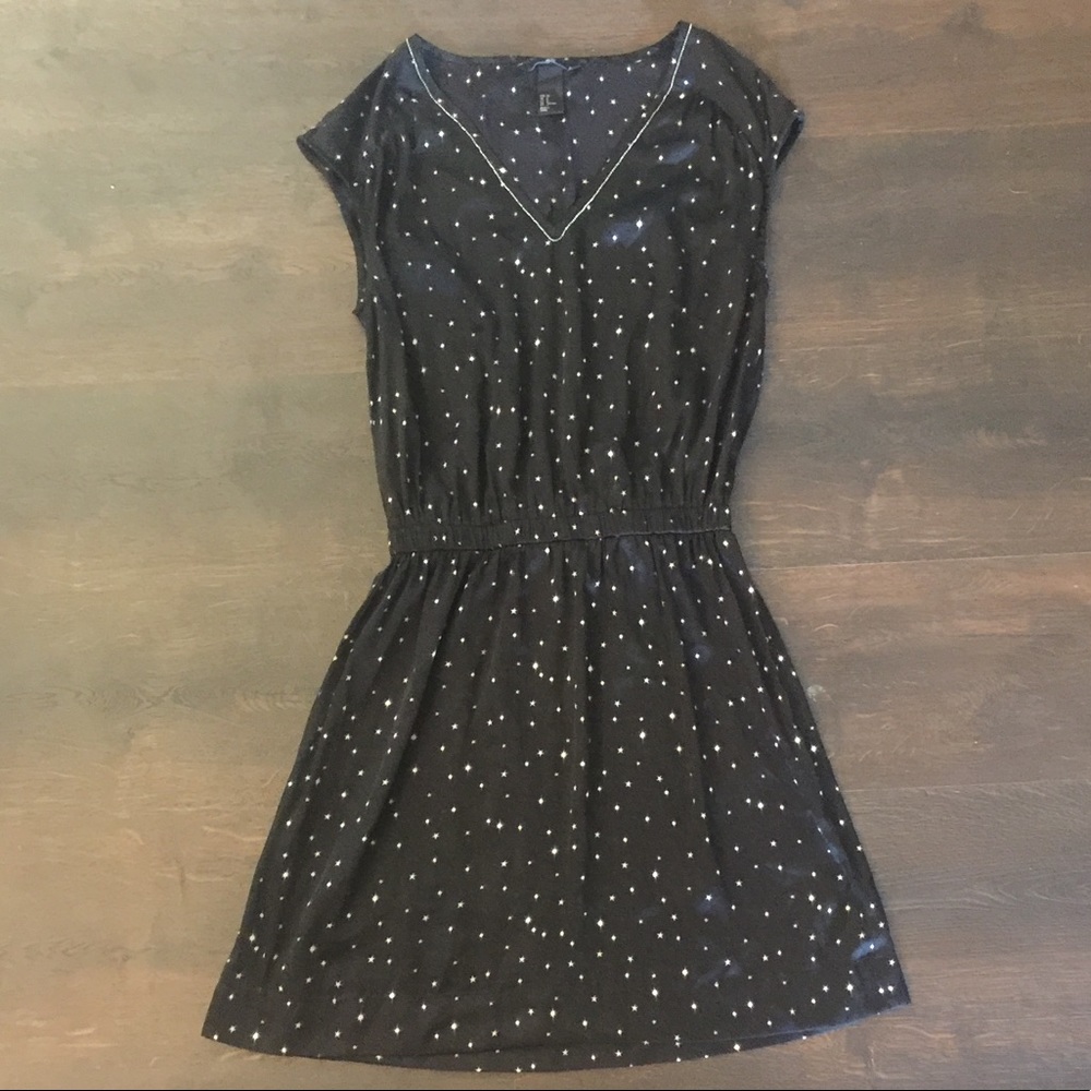 H&M - Black dress with silver star pattern