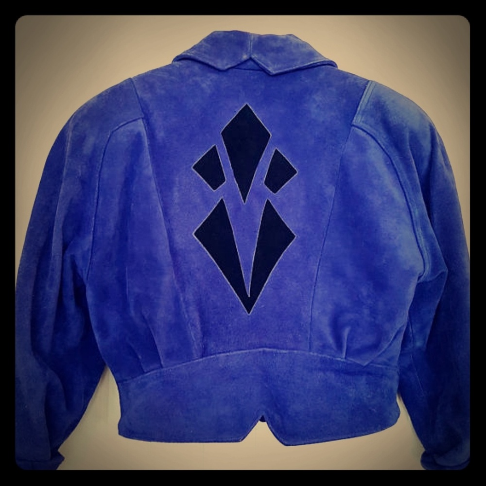 Vintage 80s Chia Purple Suede Skirt Jacket Set