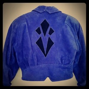 Vintage 80s Chia Purple Suede Skirt Jacket Set