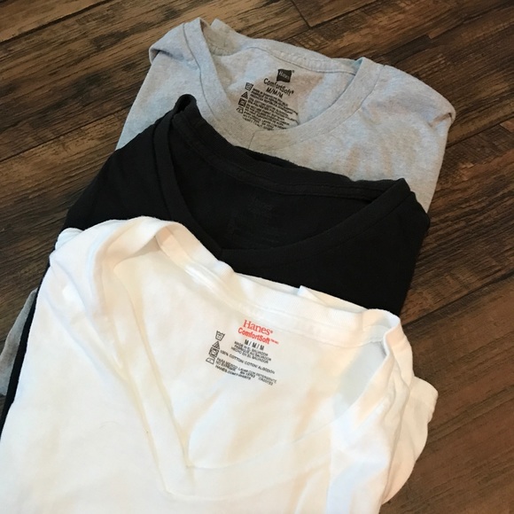 Hanes Other - (3) Hanes VNeck Comfort Soft Tees