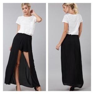 Black chiffon maxi shorts