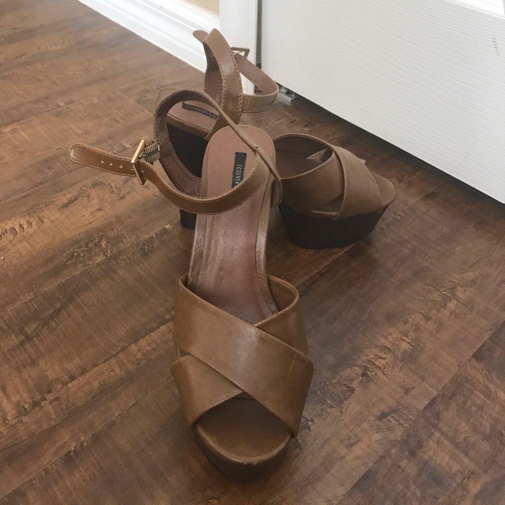 Brown platform heels