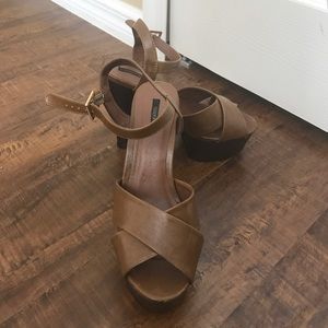 Brown platform heels
