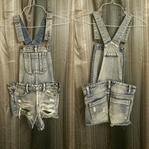 NWOT Denim Distressed Shortalls!