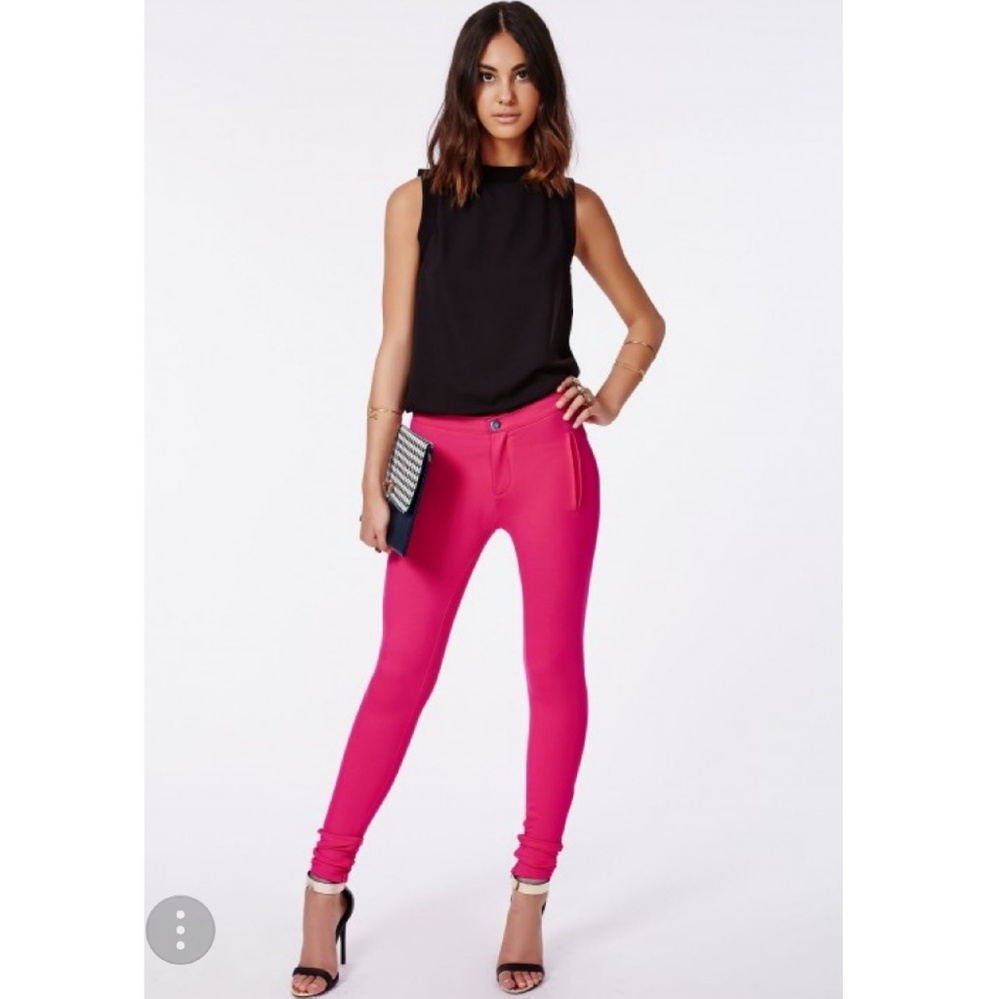 Missguided Alanna Stretch Skinny Trousers Hot Pink