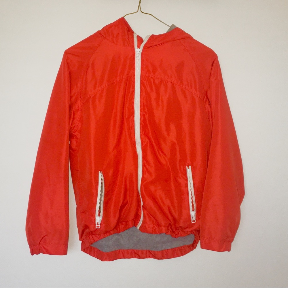 Orange Puffer Windbreaker Jacket w White Details