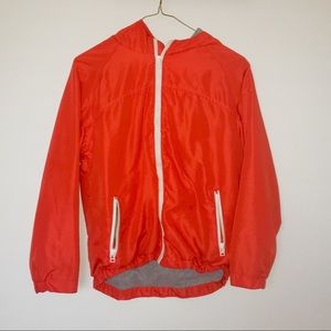 Orange Puffer Windbreaker Jacket w White Details