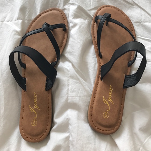 Black Cross Sandals - Picture 2 of 3