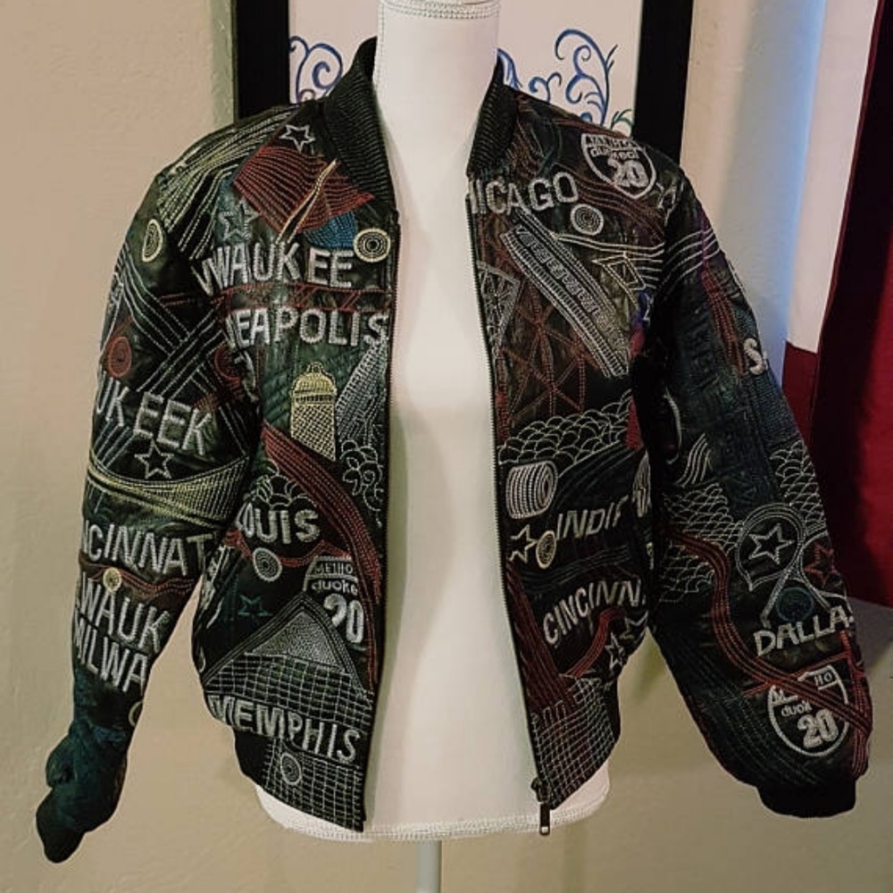 South Paradiso Leather Jacket with Embroidery