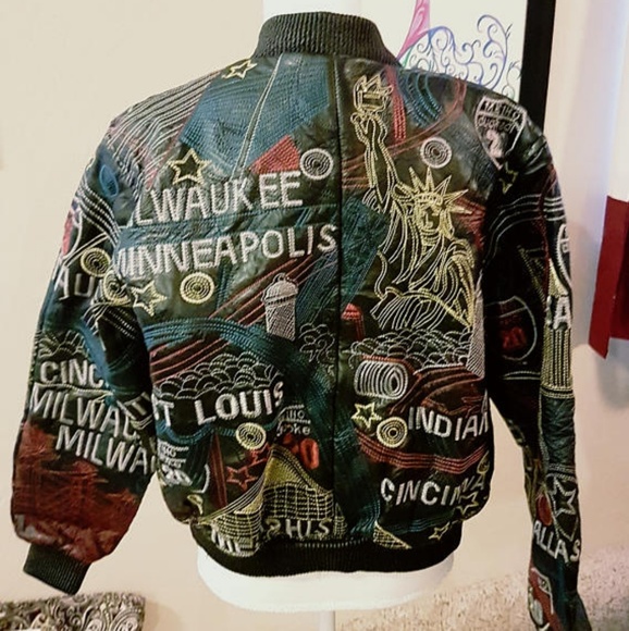South Paradiso Leather Jacket with Embroidery