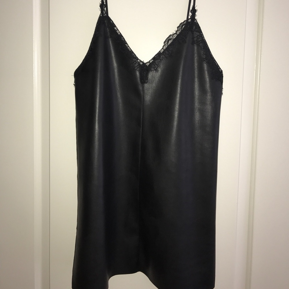 Black LEATHER/LACE dress