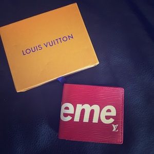 Louis Vuitton X Supreme Wallet Red