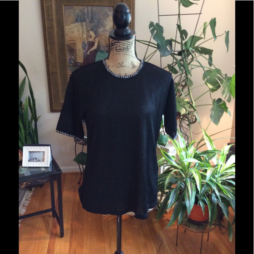 FENDI Monogrammed Italy Black Polo