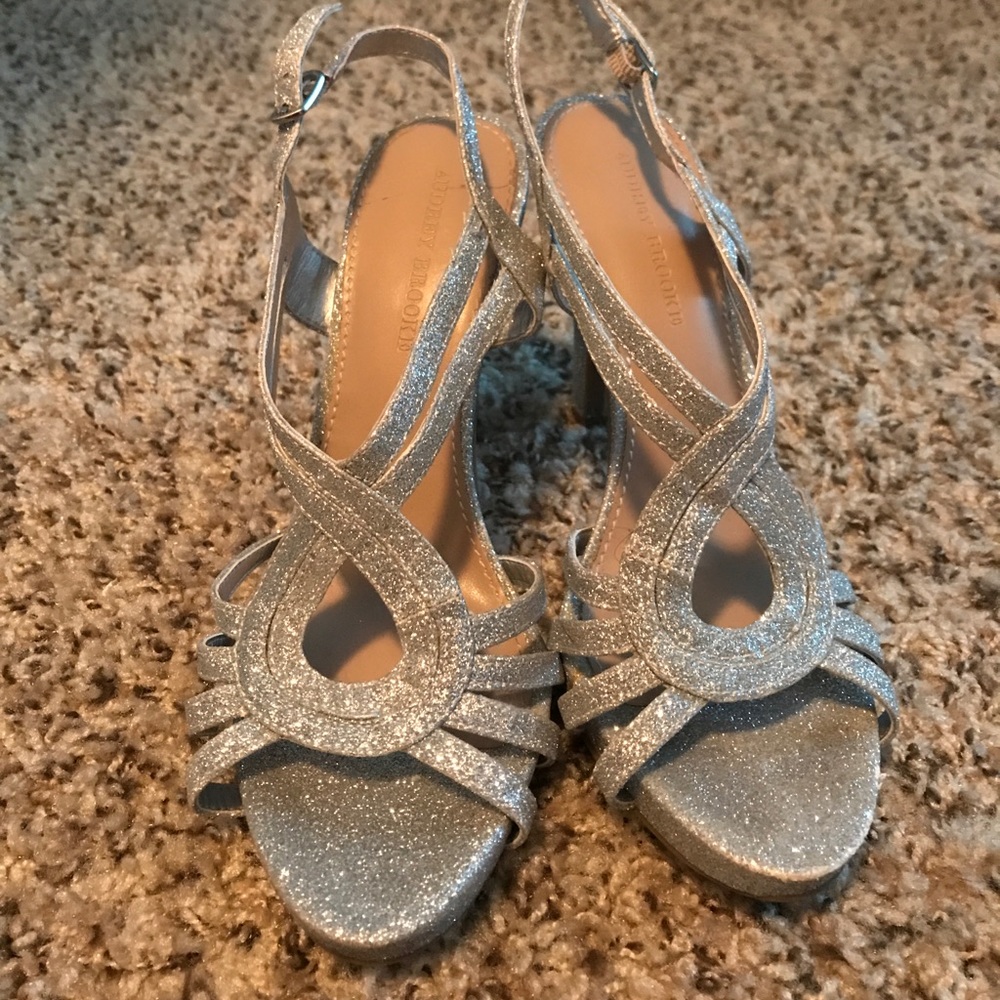Beautiful silver heels!! ONLY WORN ONCE