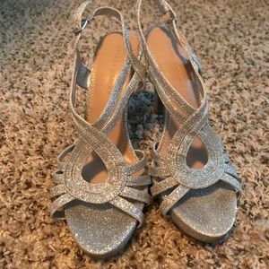 Beautiful silver heels!! ONLY WORN ONCE