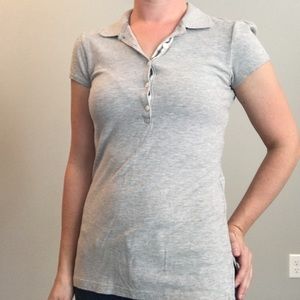 Grey stretchy GAP polo with gathered cap sleeves S Grey stretchy GAP polo with gathered cap sleeves S