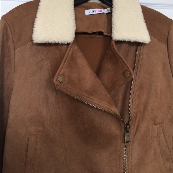 NWT JustFab Faux Suede Moto Jacket Size M or 1X - Picture 2 of 8