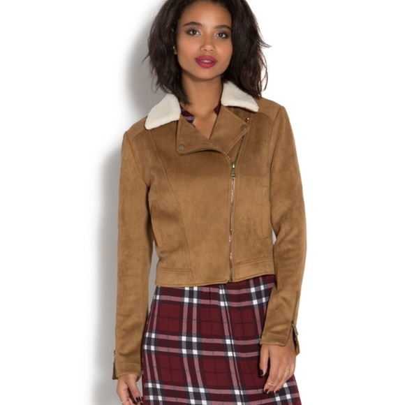 NWT JustFab Faux Suede Moto Jacket Size M or 1X - Picture 4 of 8