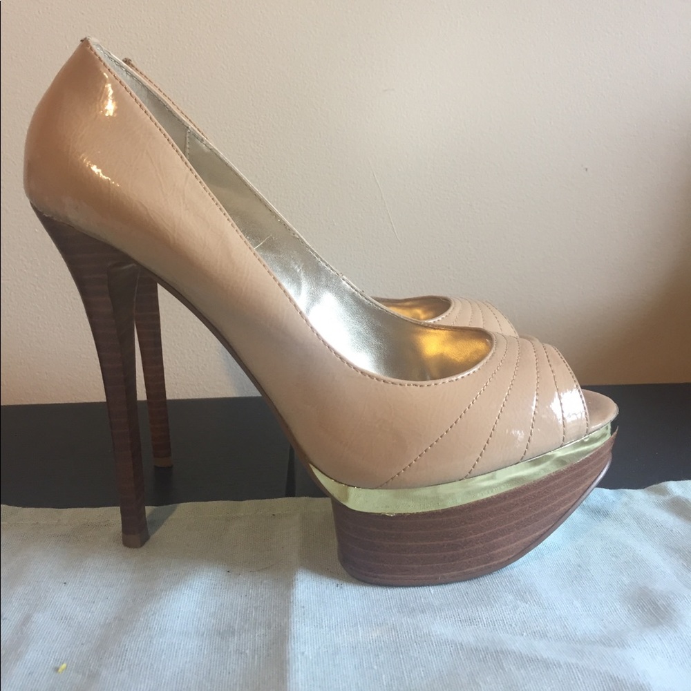 Tan platform heels