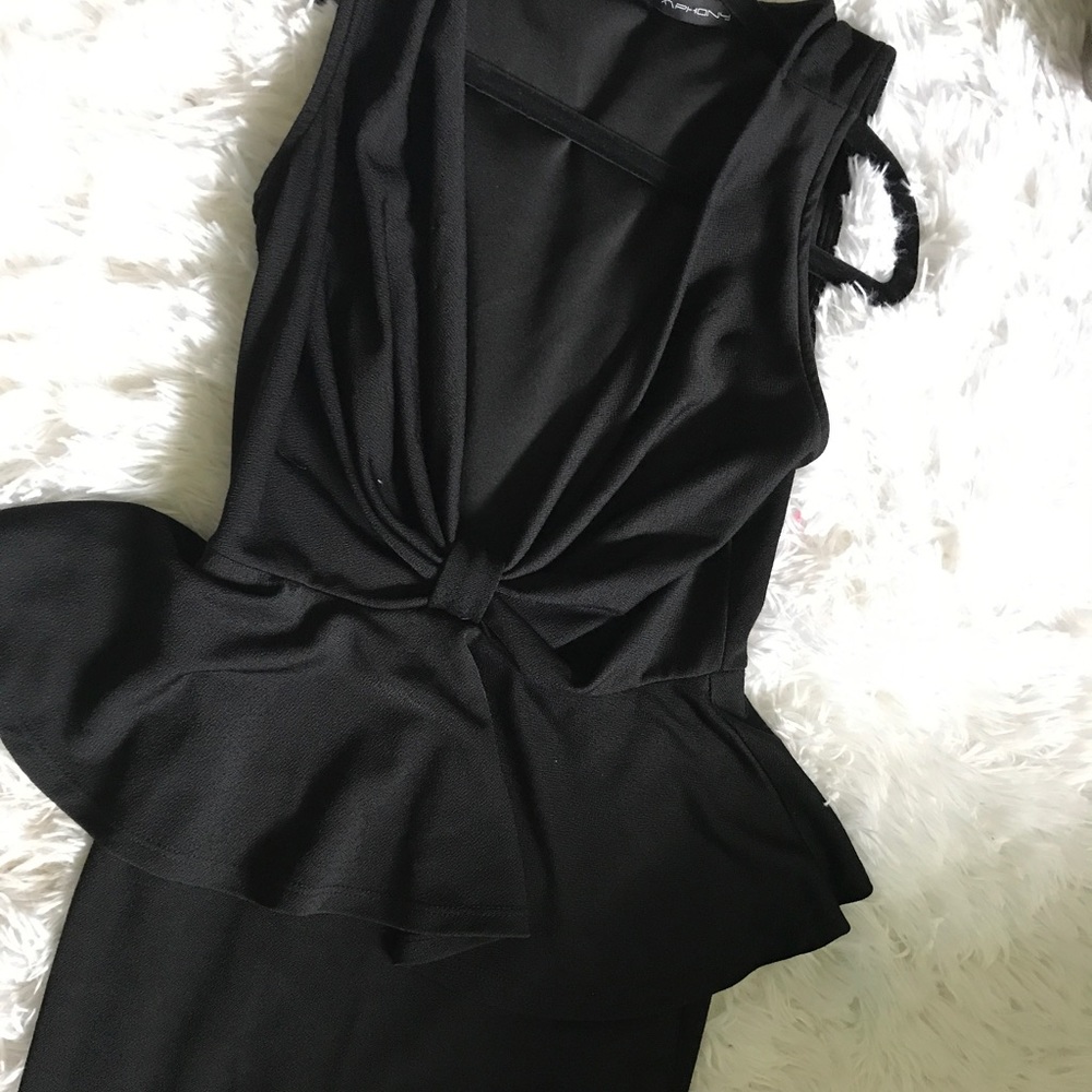 Peplum above the knee bow dress
