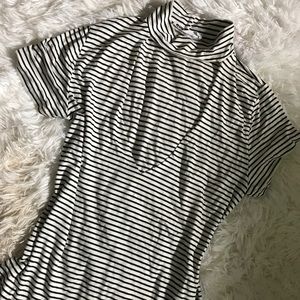 Black and white striped choker neck t shirt