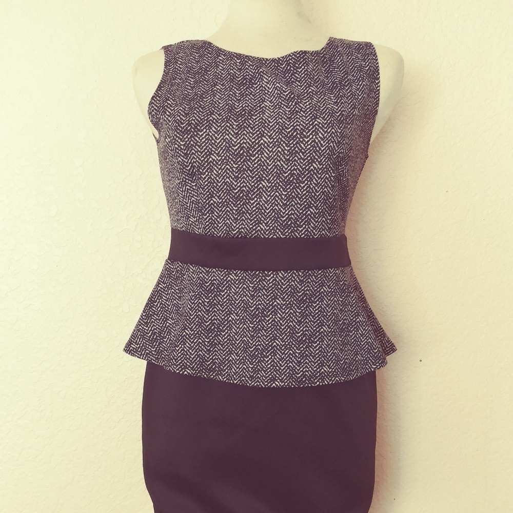 Black and white peplum dress