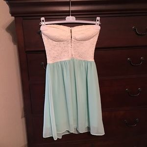 Strapless Lace & Teal Summer Dress