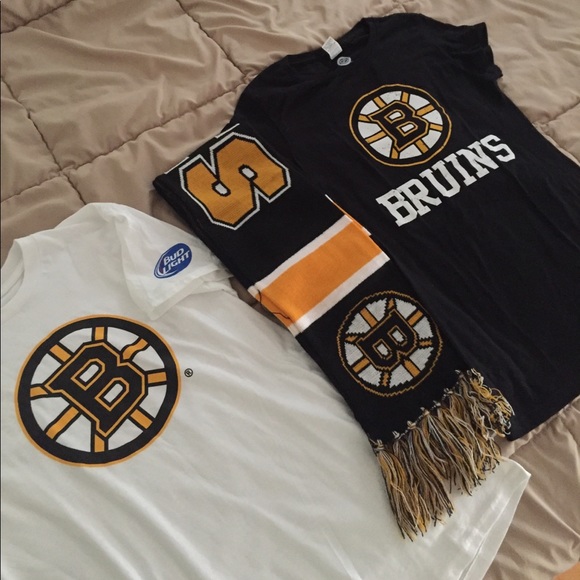 2 bruins t shirts and 1 scarf - Picture 1 of 2