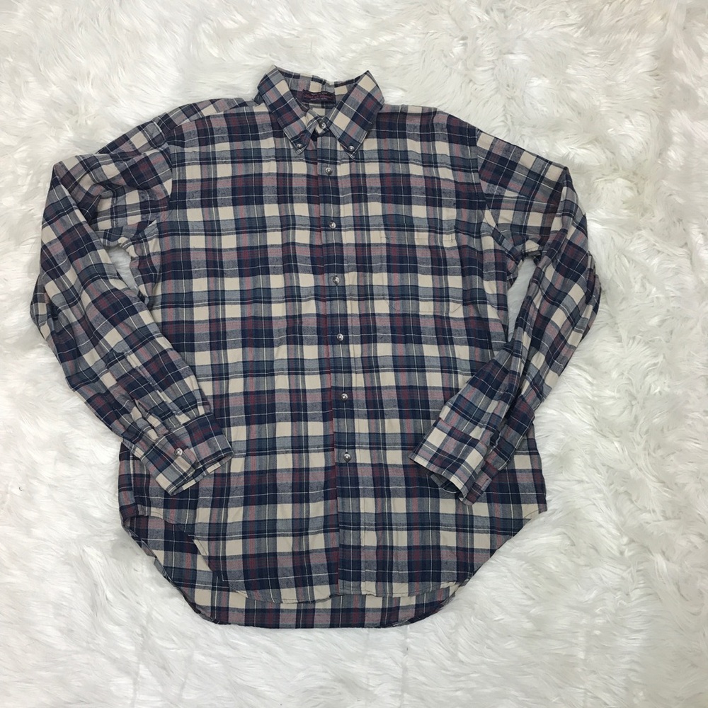 NIEMAN MARCUS Men's Plaid Button Up Flannel Shirt