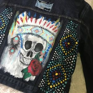 Hand painted destroyed denim jacket