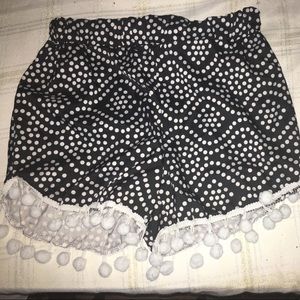 Flowy Black Pom Pom shorts
